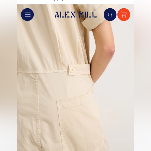 ALEX MILL Standard Jumpsuit Cream - Picture 4 of 8